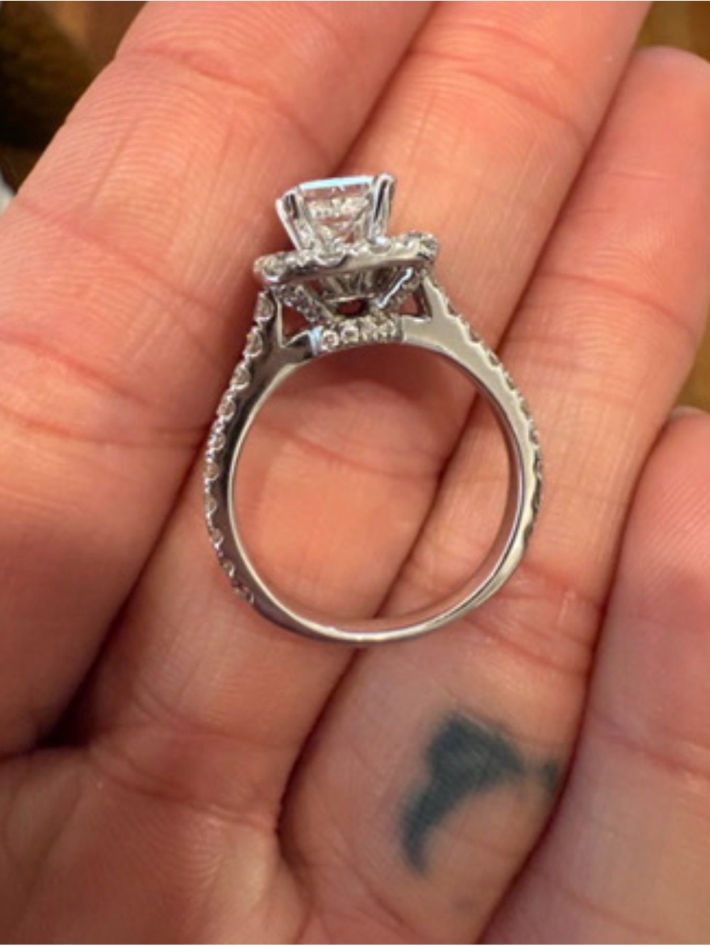 Classic White Gold Diamond Halo Engagement Ring Neil lane with wedding band
